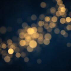 Obraz premium Abstract gold bokeh lights on dark blue background.