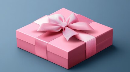 Obraz premium A Beautifully Wrapped Pink Gift Box with a Bow Perfect for Special Occasions and Celebrations, Ideal for Birthdays, Anniversaries, and Holidays