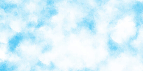 Soft and cloudy blue sky Watercolor background texture, cloudy and soft sky blue blurred and grainy Blue powder explosion, The sky blue texture clouds, blue watercolor paper texture background.