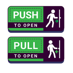 
Flat design push to open and pull to open door Signage vector art and illustration