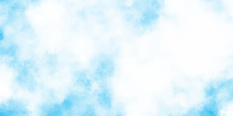 Soft and cloudy blue sky Watercolor background texture, cloudy and soft sky blue blurred and grainy Blue powder explosion, The sky blue texture clouds, blue watercolor paper texture background.