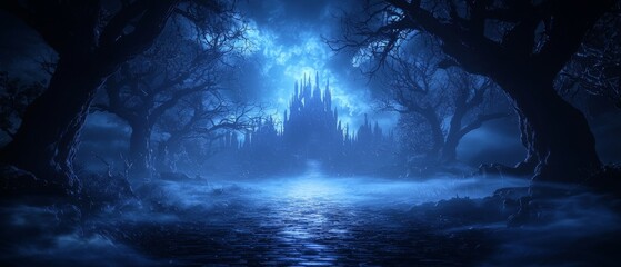 Mysterious forbidden catacombs with gothic bone architecture in eerie depths