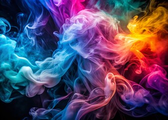 Obraz premium Ethereal Smoke Dance: Macro Photography of Vibrant Colorful Swirls