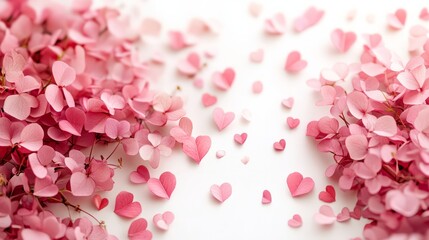 Obraz premium Simple, elegant border with subtle pink hearts and soft gradient lighting for Valentine's Day, isolated on white