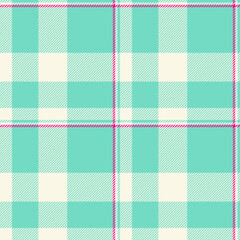 Vibrant teal and cream plaid pattern with pink accents.  Perfect for textile design, fashion, website backgrounds, and scrapbooking projects.