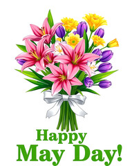 Obraz premium Happy May Day - Bouquet of Flowers