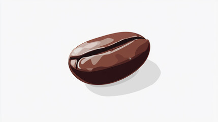 single coffee bean isometric view closeup isolated on white background.
