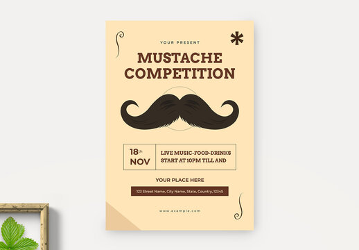 Vintage Mustache Competition Flyer Layout