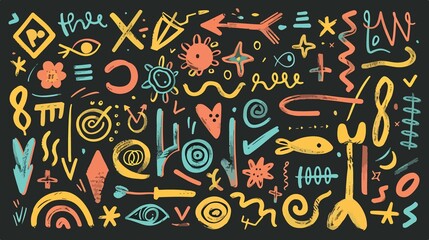 Obraz premium Hand-Drawn Emphasis Arrows Swirls Doodles Freehand Design Elements