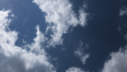 White clouds scattered in the blue sky