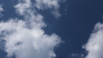 White clouds scattered in the blue sky