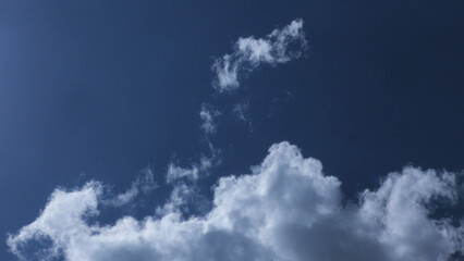 White clouds scattered in the blue sky