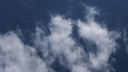 White clouds scattered in the blue sky