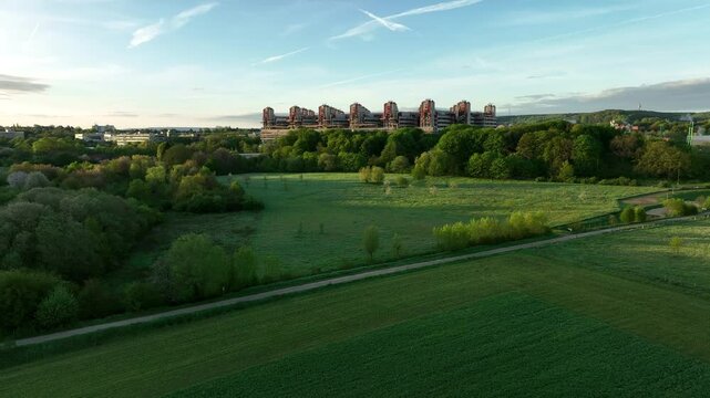 Aachen Klinikum Melaten Nord Aerial Video Panorama Luftbild Sonnenaufgang