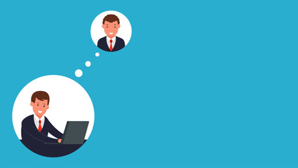 Virtual Online Communication Business Illustration Graphic Vector Style. Character Concept Under Discussion
