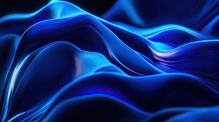 Obraz premium Abstract digital landscape with blue wavy lines converging towards the horizon under a dark