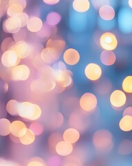 Fototapeta premium Abstract Bokeh Lights Background with Soft Pink and Blue Tones, Blurry Spherical Illumination Effect