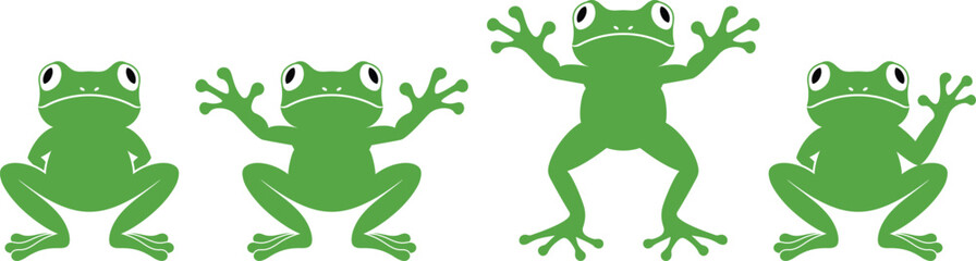 Fototapeta premium Green frog set. Abstract frog on white background