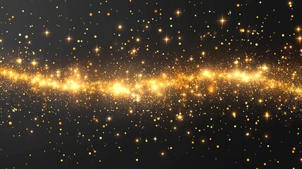 Golden Glitter Galaxy Bokeh Background
