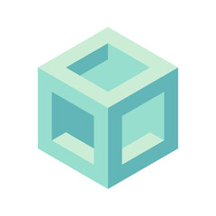 Cube logo, geometric vector design. Box logotype company, trendy techno emblem in isometric 3D style.
