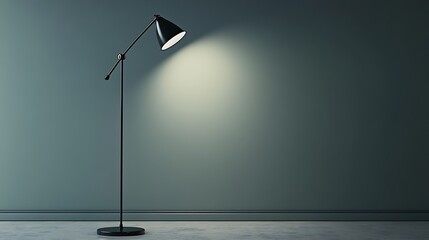 Sleek metal floor lamp with adjustable arm on room background