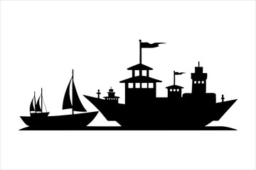 Obraz premium Highly Detailed Boat Silhouettes