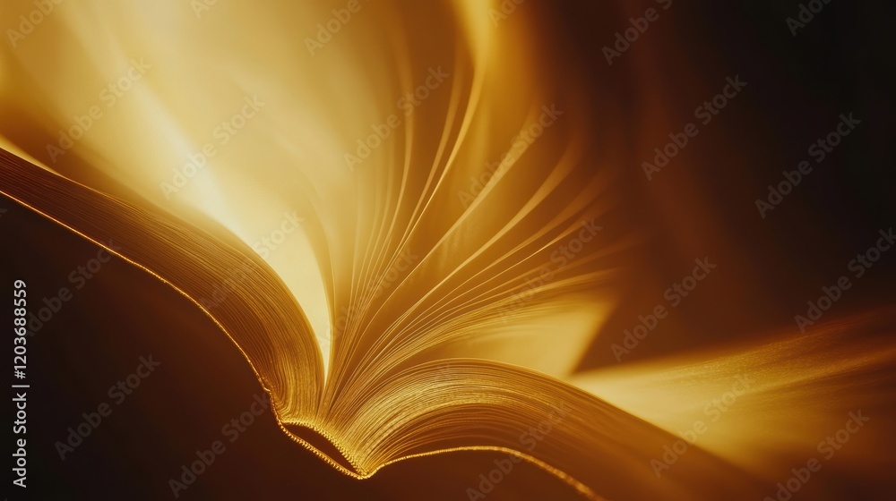 Wall mural elegant flow of light through an open book page in soft hues