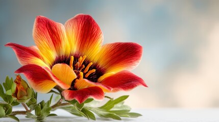 The Beautiful Blanket Flower clipart features a vibrant red and yellow flower with delicate petals and a contrasting dark center, set against a clean white background.