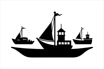 Highly Detailed Boat Silhouettes