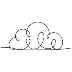 Clouds one continuous line drawing, Vector illustration drawn with one continuous line of clouds in the sky. Single line concept of overcast cloudy weather, Cloud one line drawing.