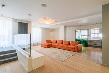 standard interior apartment. living room with sofa