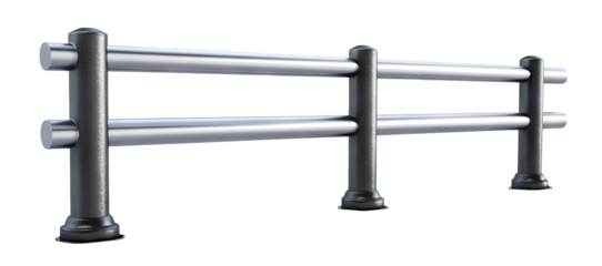 Metallic safety barrier with sleek design, isolated on transparent cutout background
