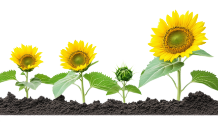 Sunflower Growth isolated on a white background