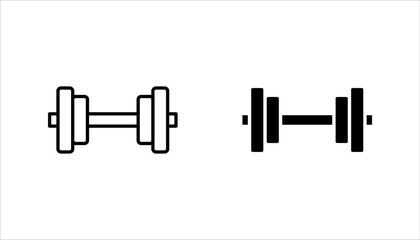 Dumbbell icon set, signs and symbols, on white background.