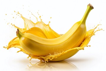 Fresh Banana with Juice Splats - Vibrant Stock Photo