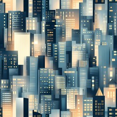  Vibrant cityscape with illuminated high-rise buildings