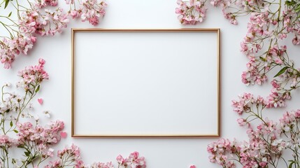 Thin minimalistic frame with a soft gold outline, perfect for Valentine's Day, isolated on white