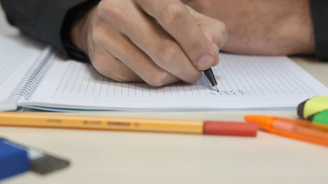 Write close-up hand