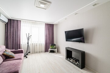 standard interior apartment. living room with sofa