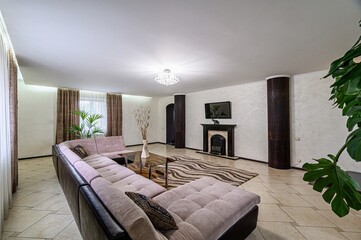 standard interior apartment. living room with sofa