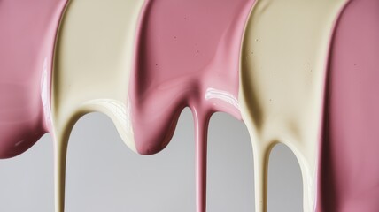 Naklejka premium White and pink frosting drips down a cake