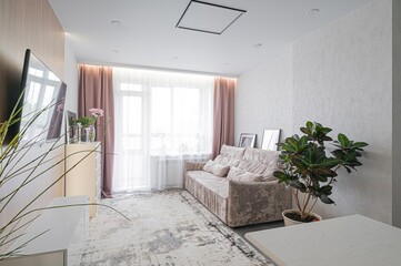 standard interior apartment. living room with sofa