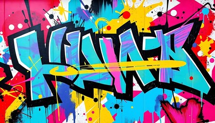 Vibrant Abstract Graffiti Wall Art Featuring Bold Colors And Shapes