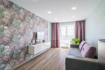 standard interior apartment. living room with sofa