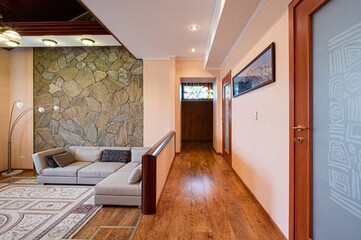 standard interior apartment. living room with sofa