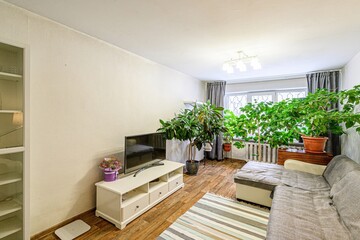 Fototapeta premium standard interior apartment. living room with sofa