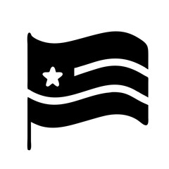 Black and white abstract flag design with star element.