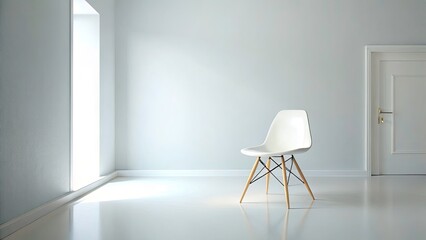 Modern White Chair in Minimalist Empty Room | Candid Photography | Bright Interiors | Contemporary Design | Home Decor Inspiration | Clean Aesthetic | Interior Architecture | Style Tips