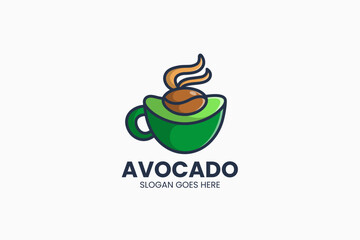 Avocado Coffee Logo. Vector Illustration