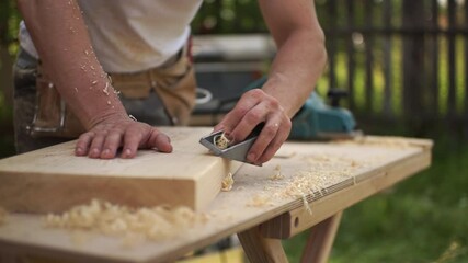 Wood processing. wood sawdust. High quality FullHD footage
